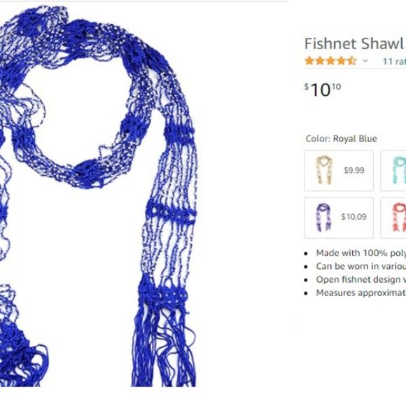 Shawl Scarf Waist Belt 4 colors X $12 Gold -Tone Beaded Skinny Fishnet fashion - Picture 3 of 7